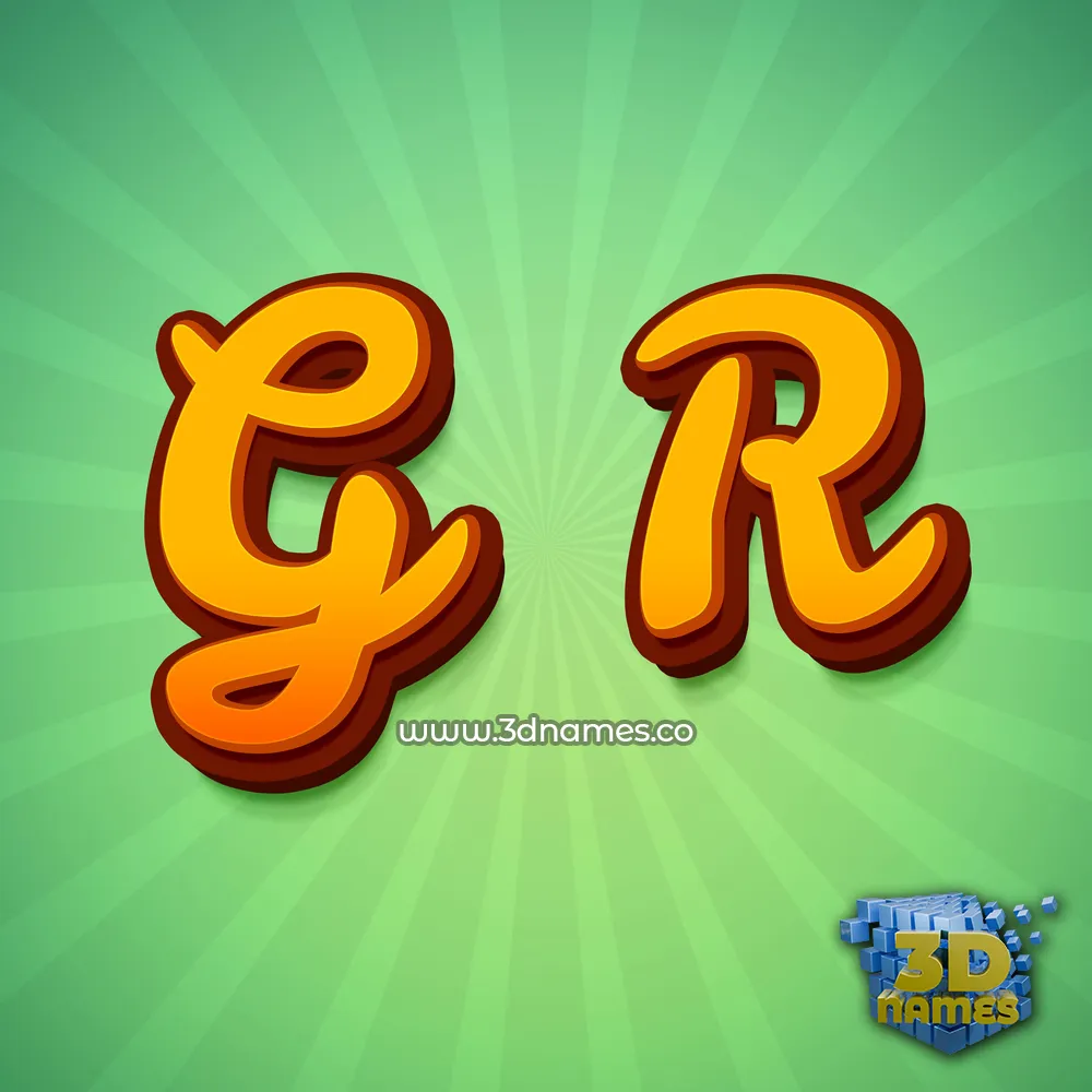 g r in Green Rays style - 3D name wallpaper
