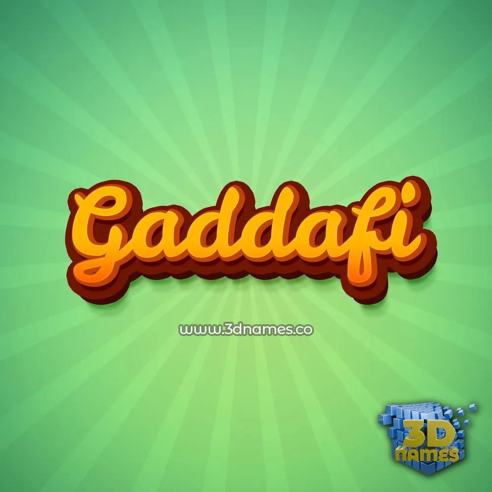 gaddafi in Green Rays style - 3D name wallpaper