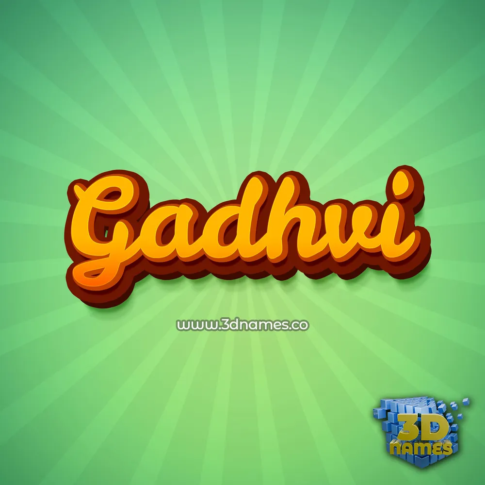 gadhvi in Green Rays style - 3D name wallpaper
