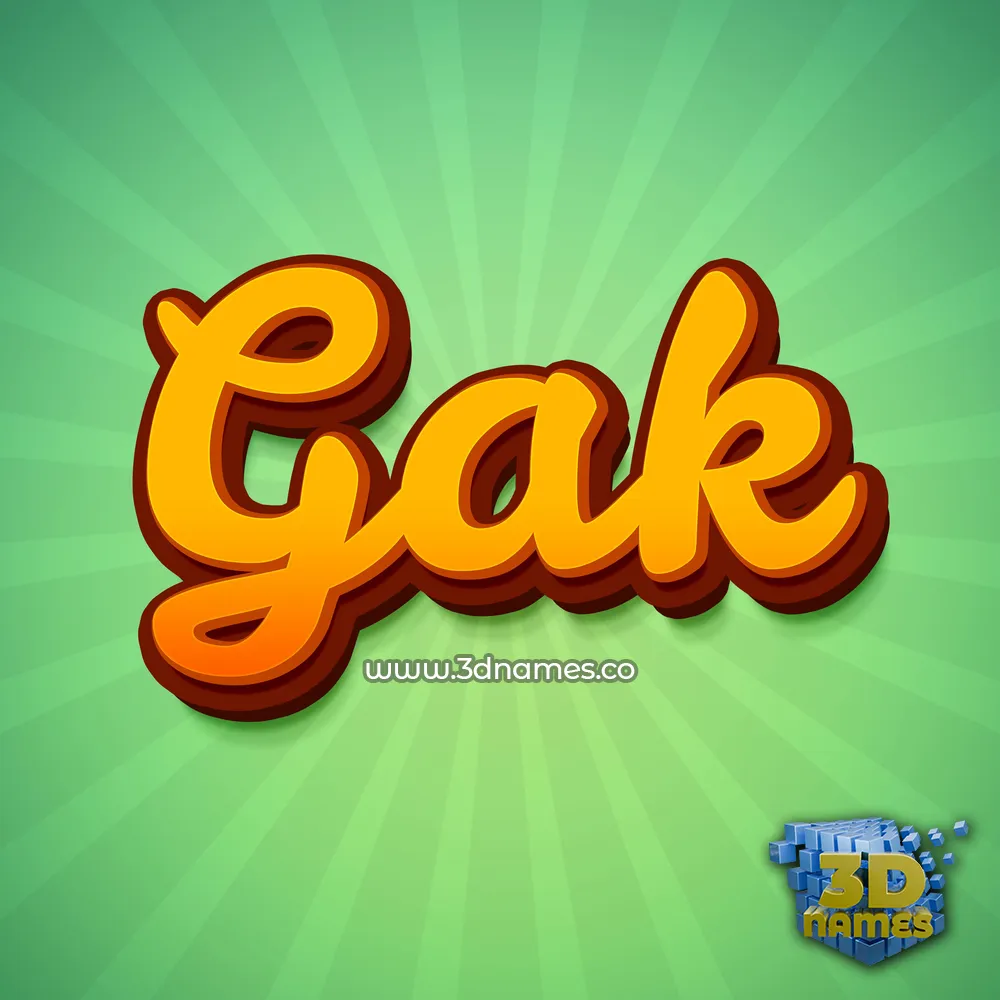 gak in Green Rays style - 3D name wallpaper