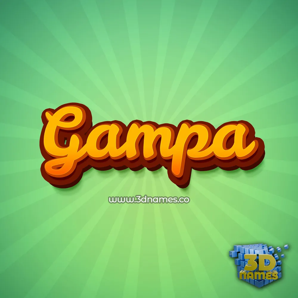 gampa in Green Rays style - 3D name wallpaper