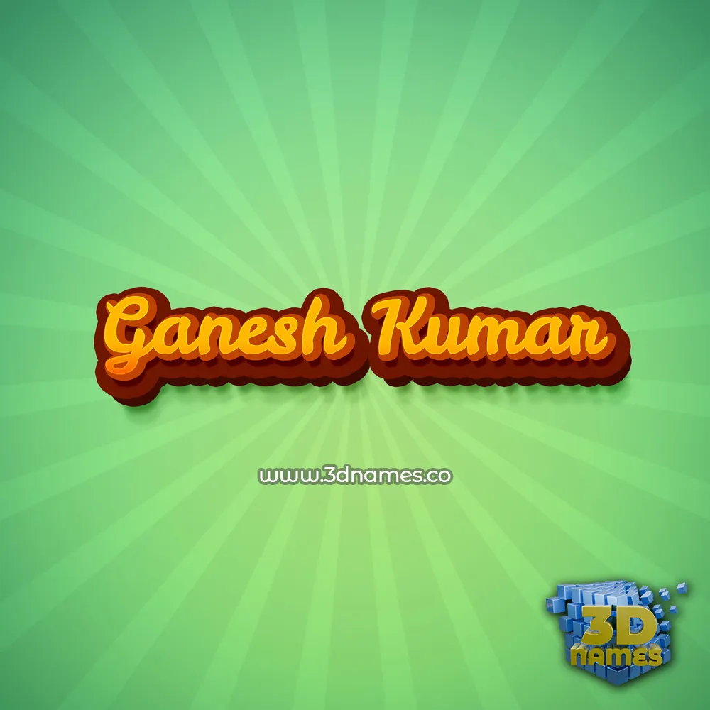 ganesh kumar in Green Rays style - 3D name wallpaper