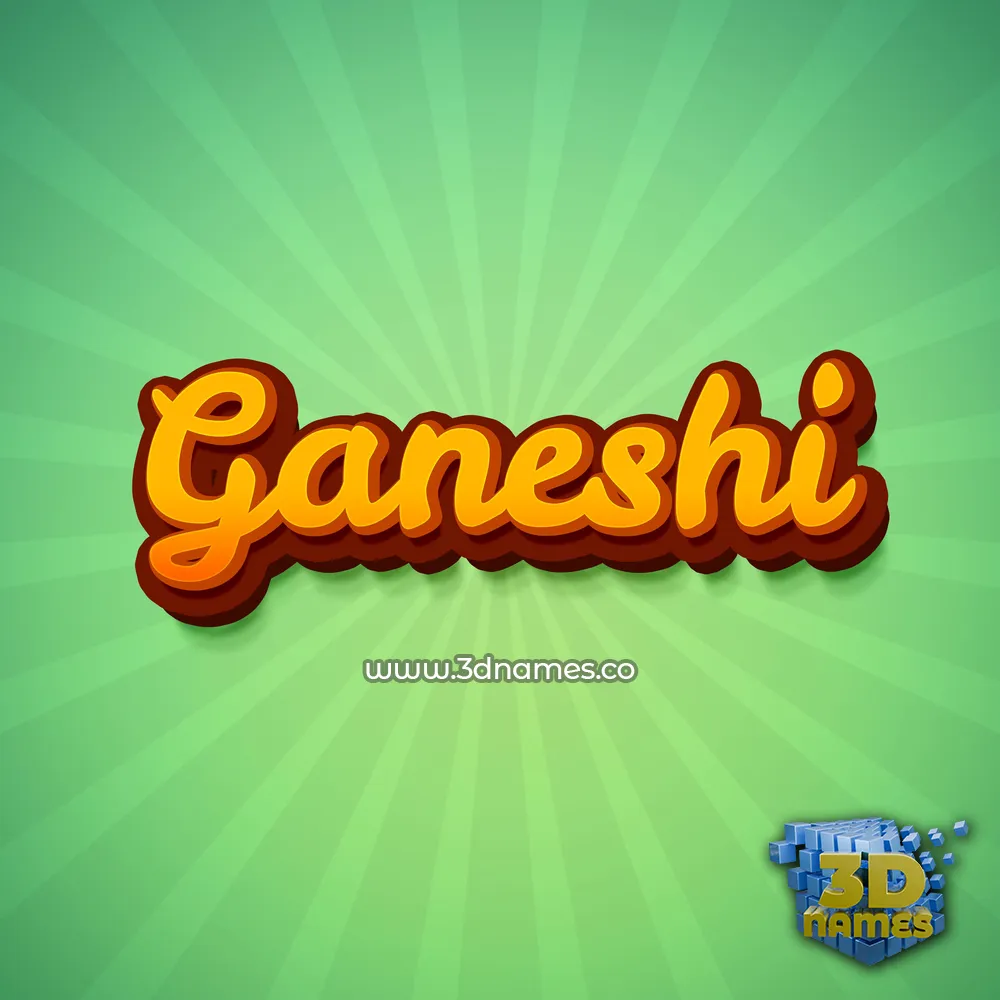 ganeshi in Green Rays style - 3D name wallpaper