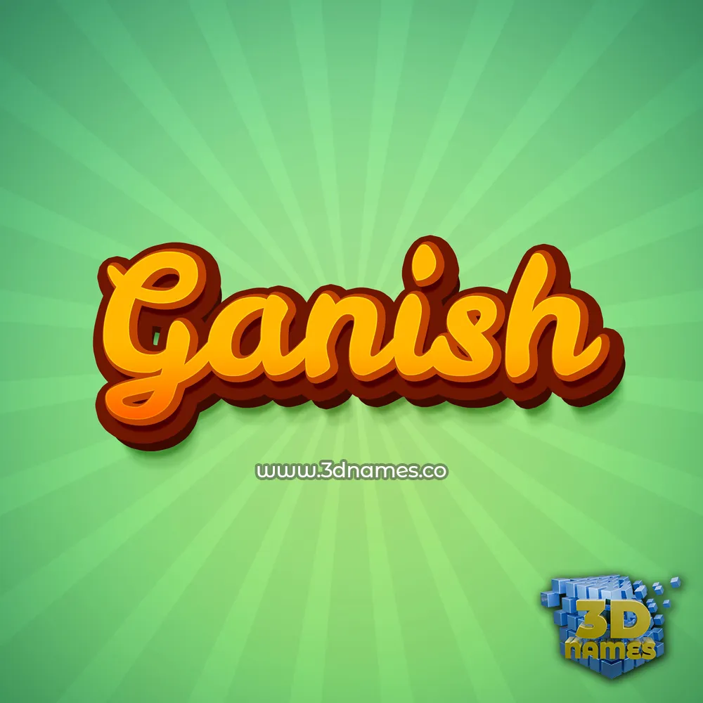 ganish in Green Rays style - 3D name wallpaper