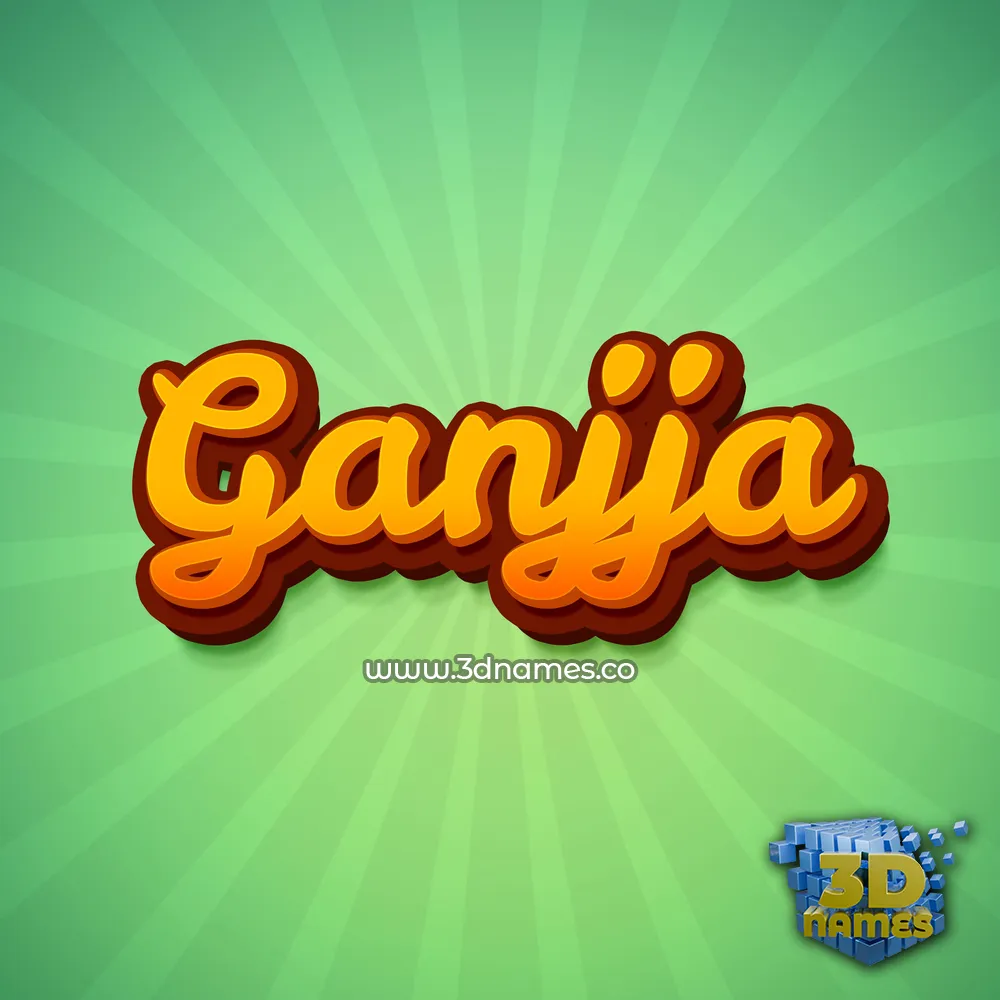 ganjja in Green Rays style - 3D name wallpaper