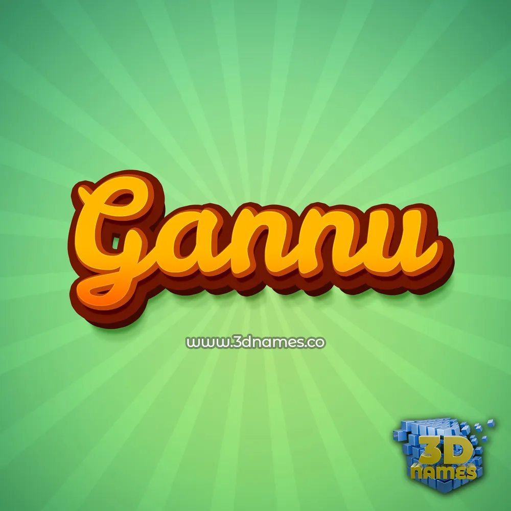 gannu in Green Rays style - 3D name wallpaper