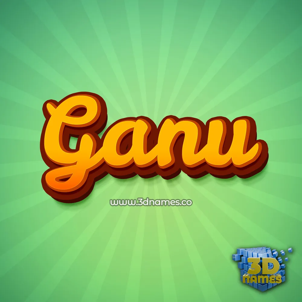 ganu in Green Rays style - 3D name wallpaper