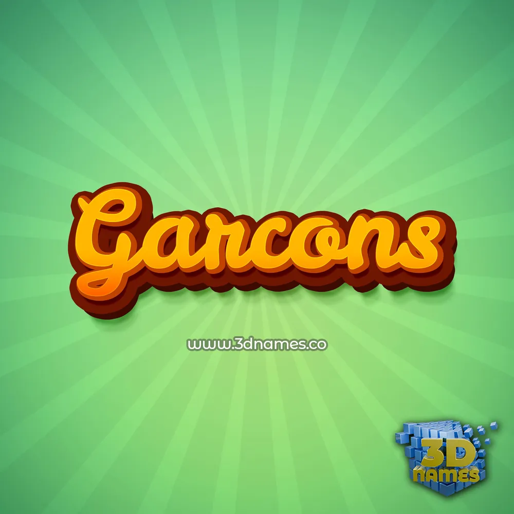 garcons in Green Rays style - 3D name wallpaper