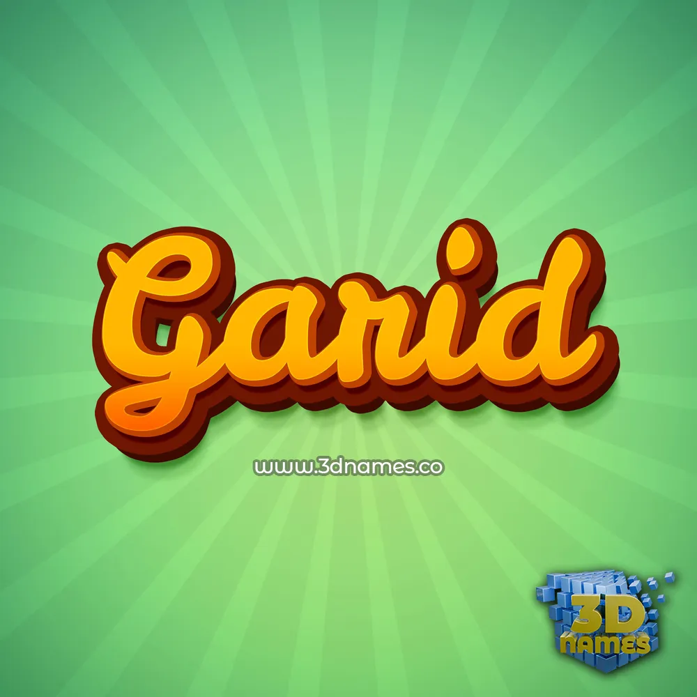 garid in Green Rays style - 3D name wallpaper