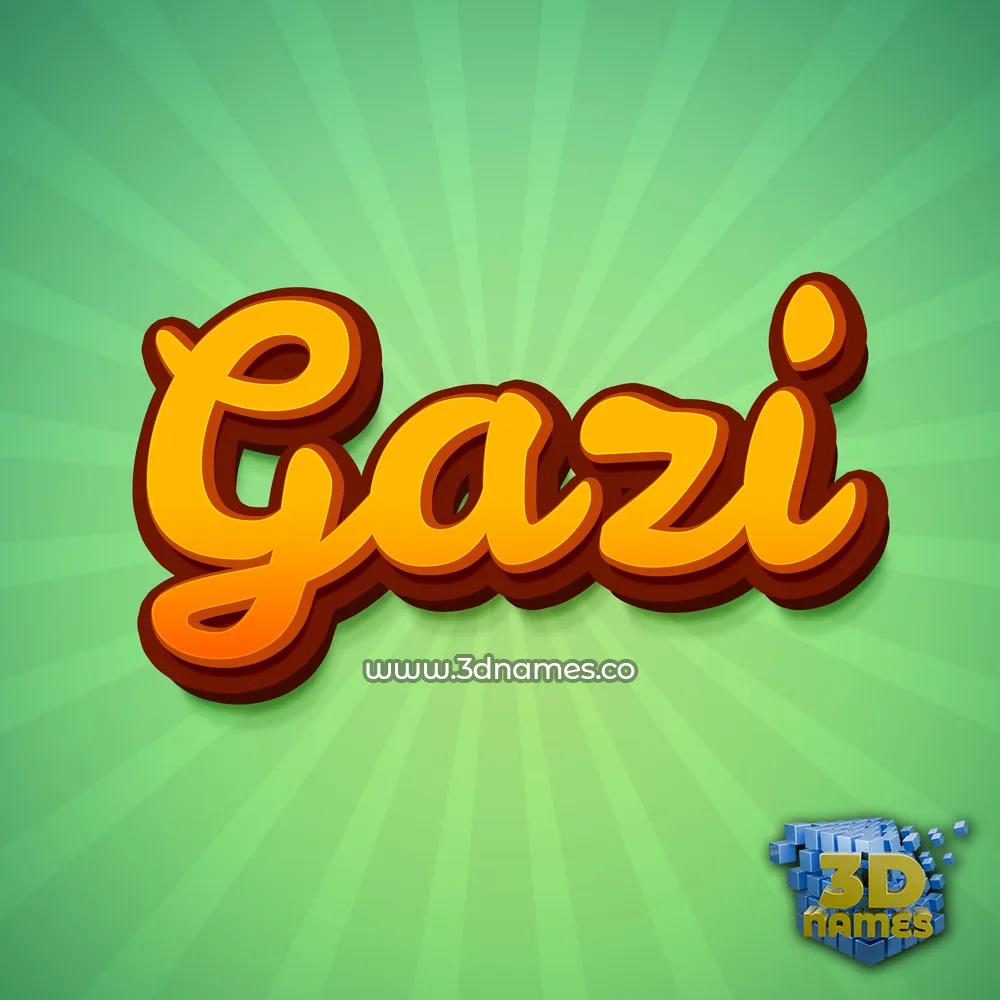 gazi in Green Rays style - 3D name wallpaper
