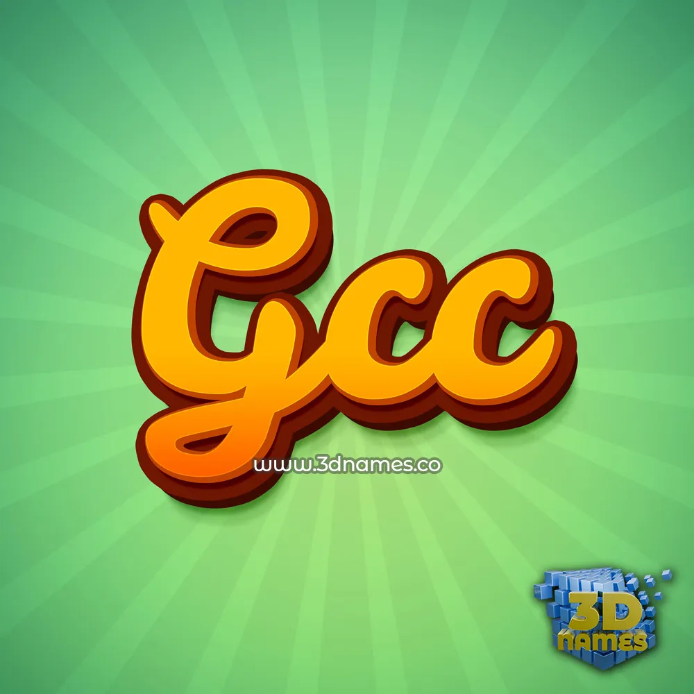gcc in Green Rays style - 3D name wallpaper