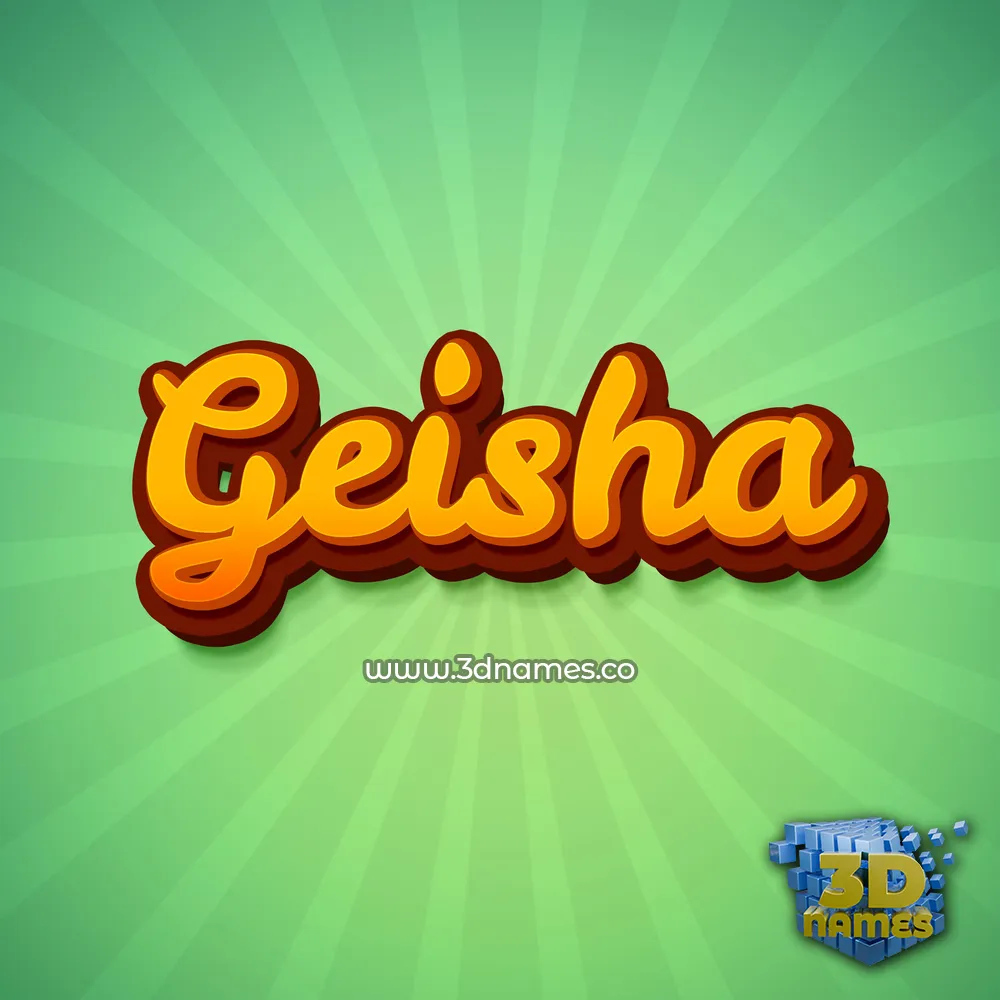 geisha in Green Rays style - 3D name wallpaper