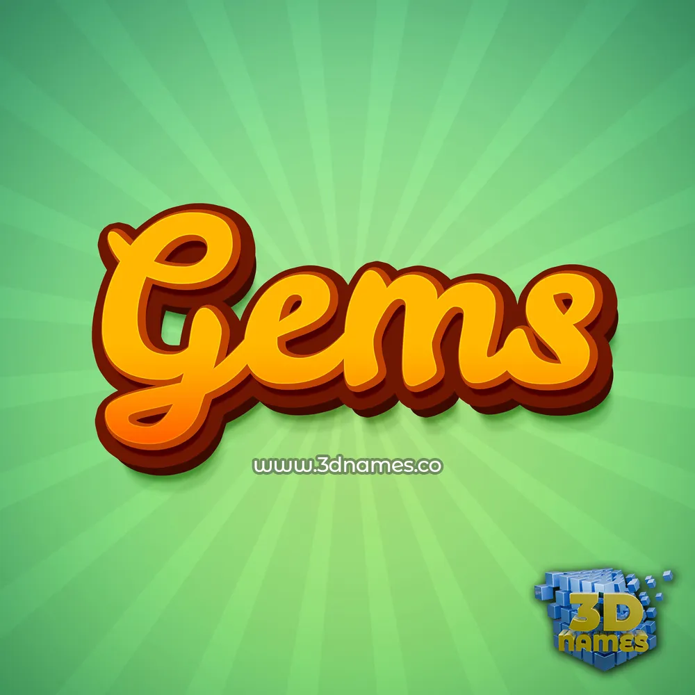 gems in Green Rays style - 3D name wallpaper