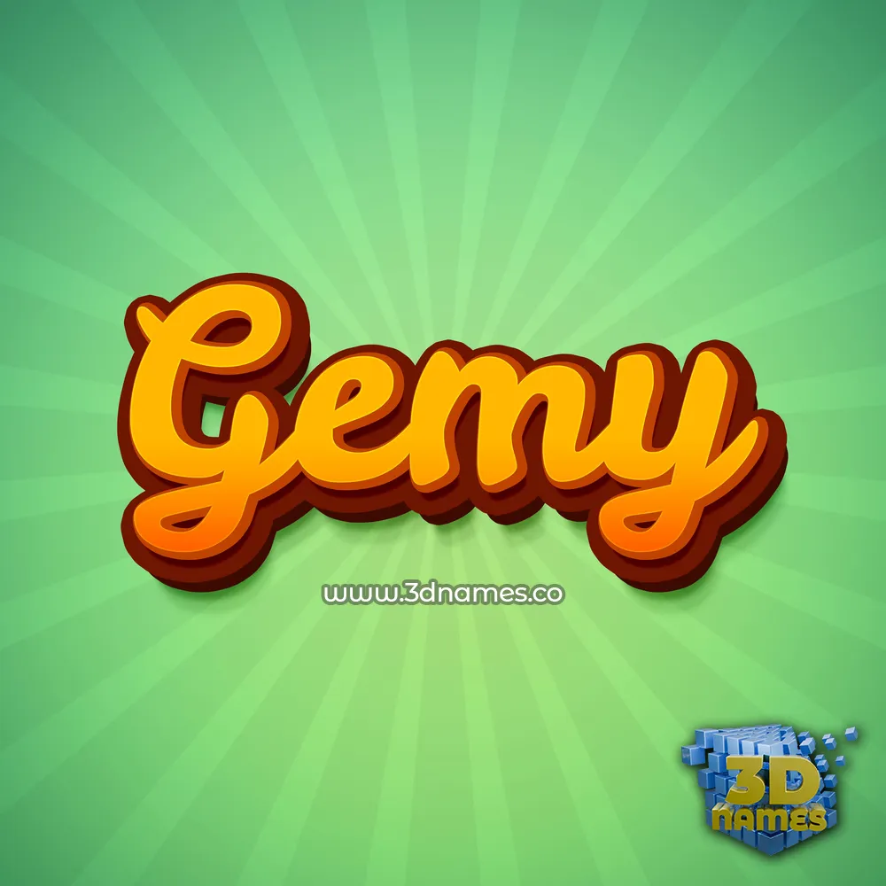 gemy in Green Rays style - 3D name wallpaper