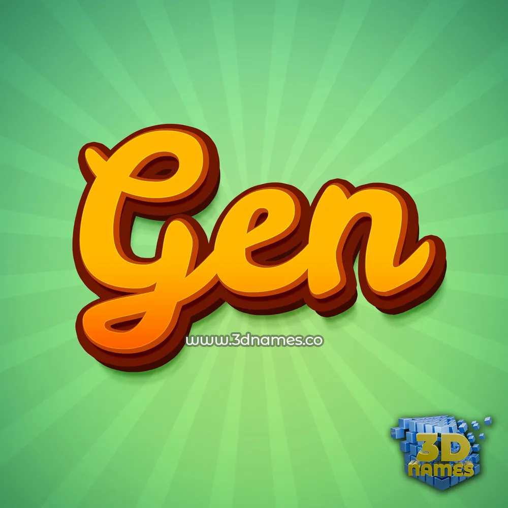 gen in Green Rays style - 3D name wallpaper