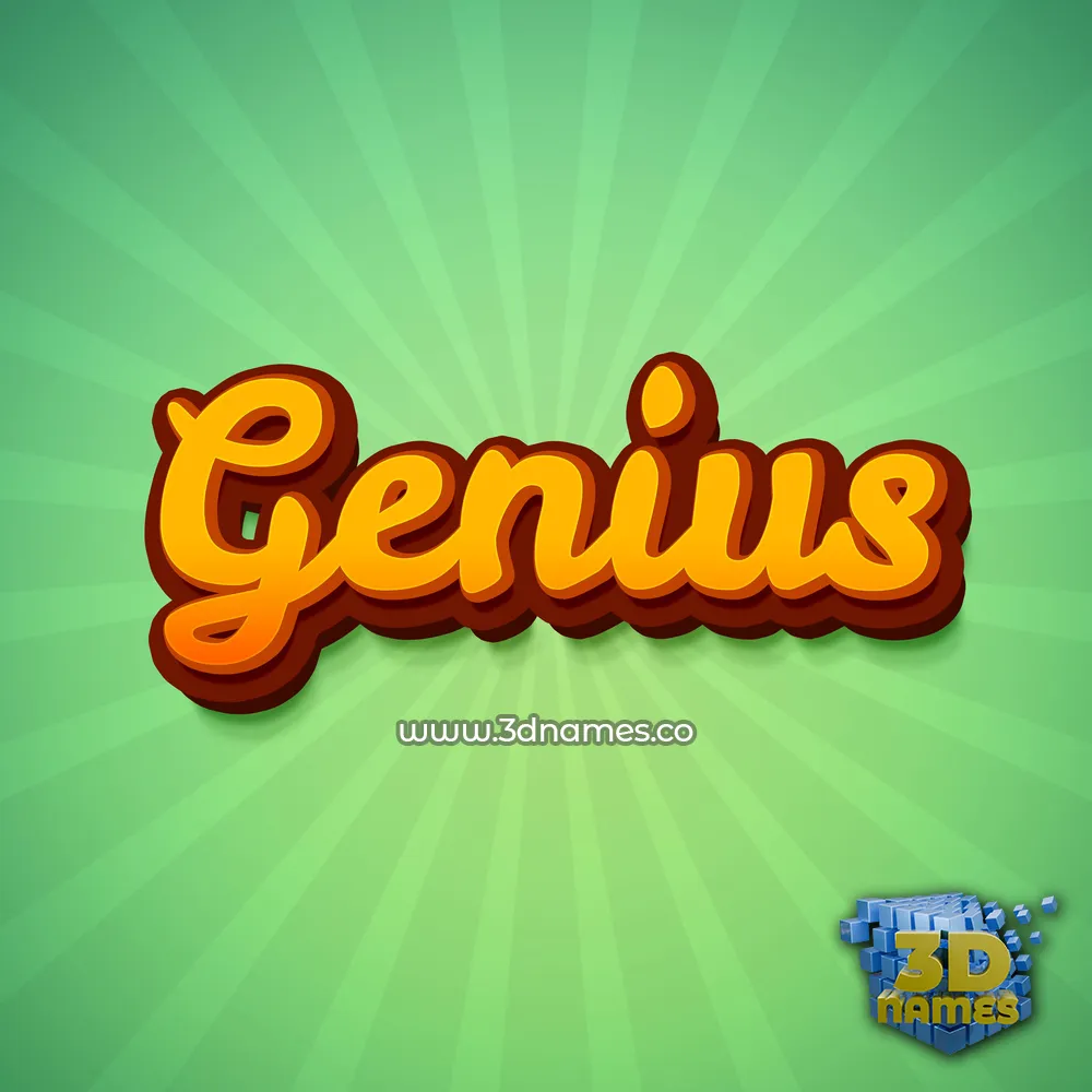 genius in Green Rays style - 3D name wallpaper