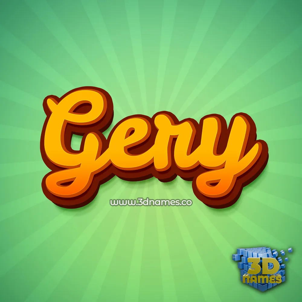 gery in Green Rays style - 3D name wallpaper