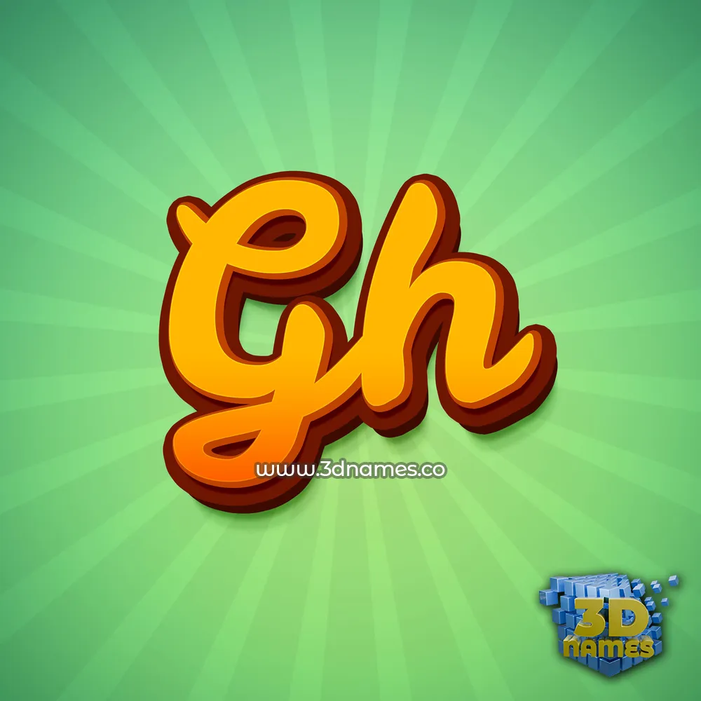 gh in Green Rays style - 3D name wallpaper
