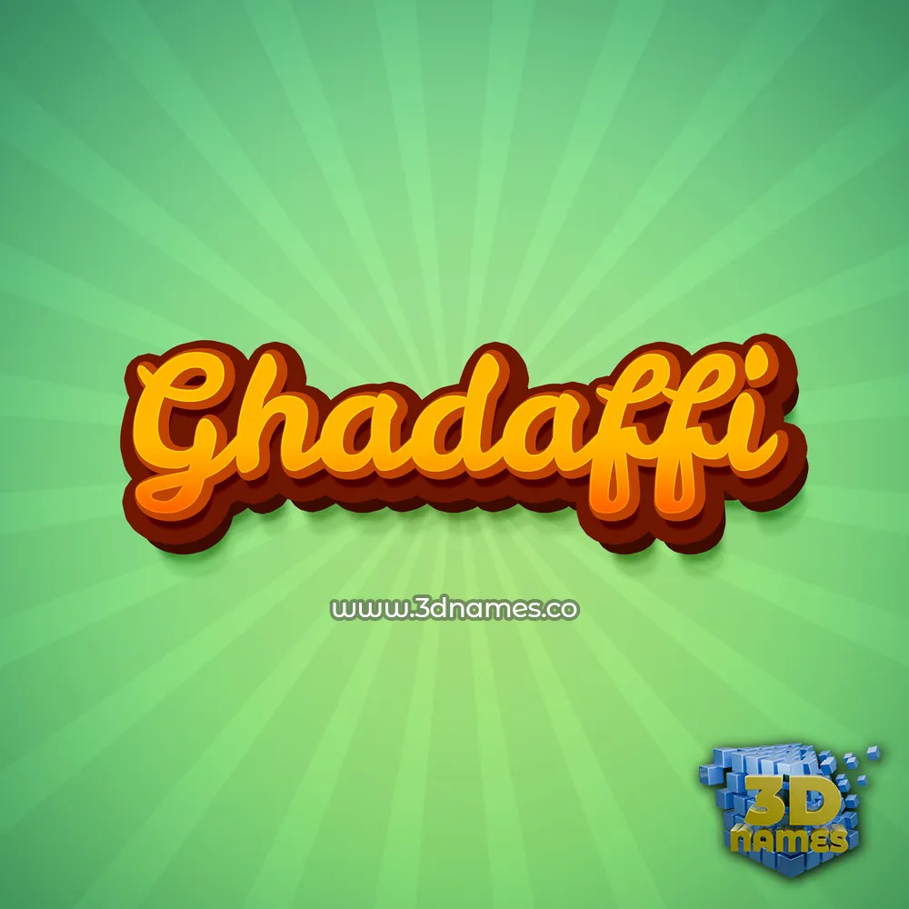 ghadaffi in Green Rays style - 3D name wallpaper
