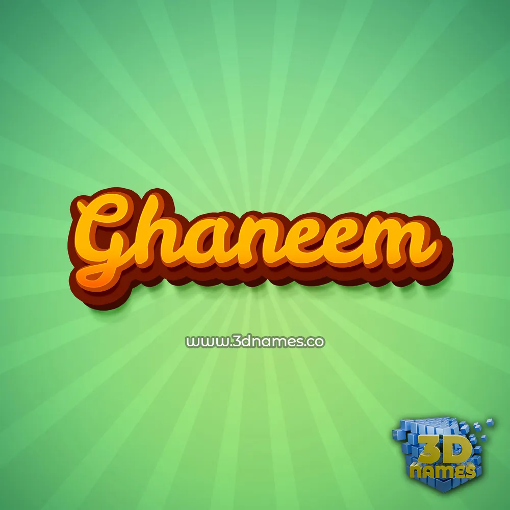 ghaneem in Green Rays style - 3D name wallpaper