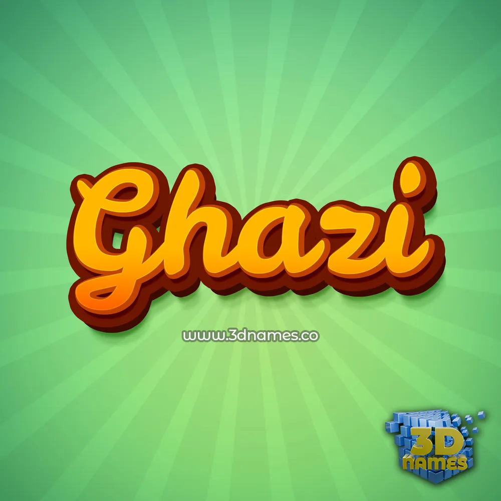 ghazi in Green Rays style - 3D name wallpaper
