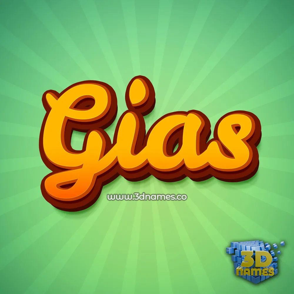 gias in Green Rays style - 3D name wallpaper