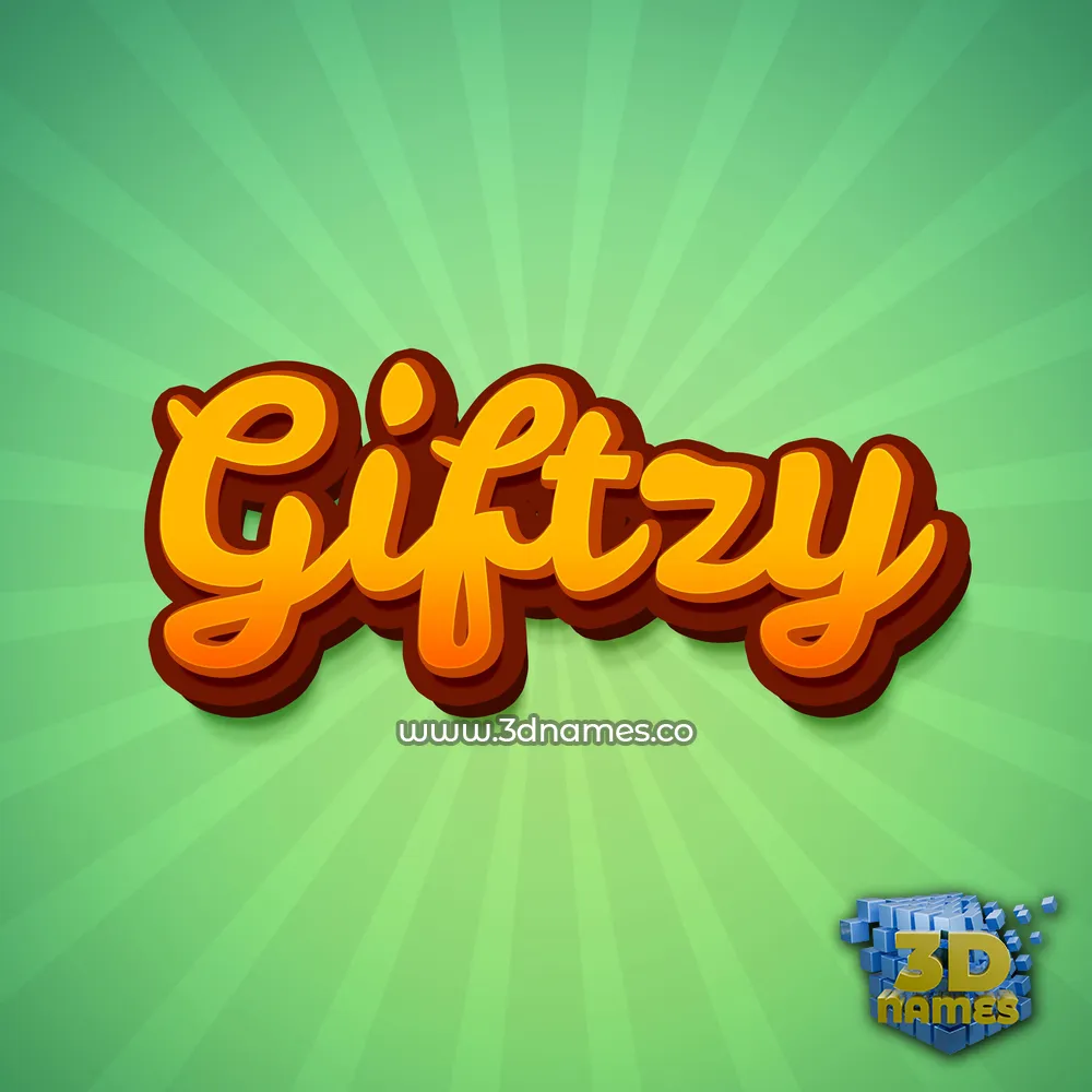 giftzy in Green Rays style - 3D name wallpaper