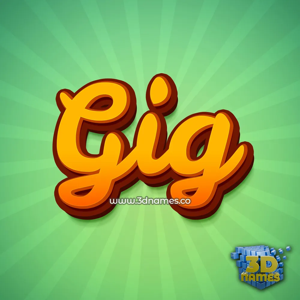gig in Green Rays style - 3D name wallpaper