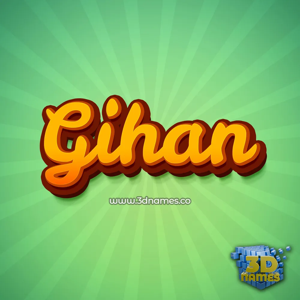gihan in Green Rays style - 3D name wallpaper