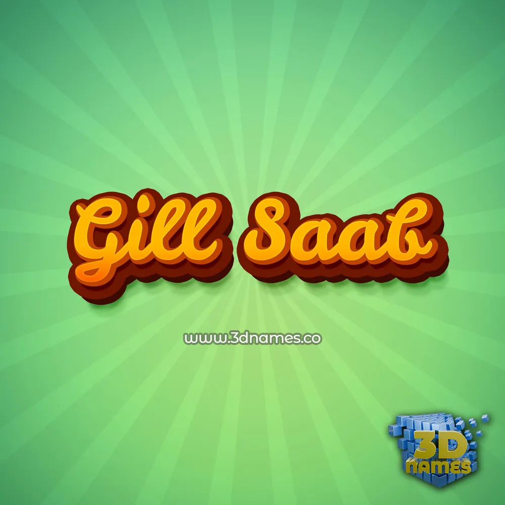 gill saab in Green Rays style - 3D name wallpaper