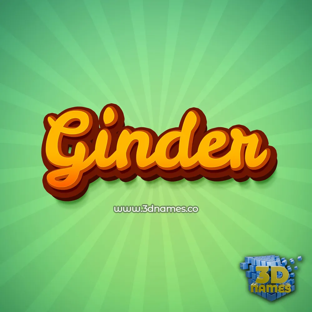 ginder in Green Rays style - 3D name wallpaper