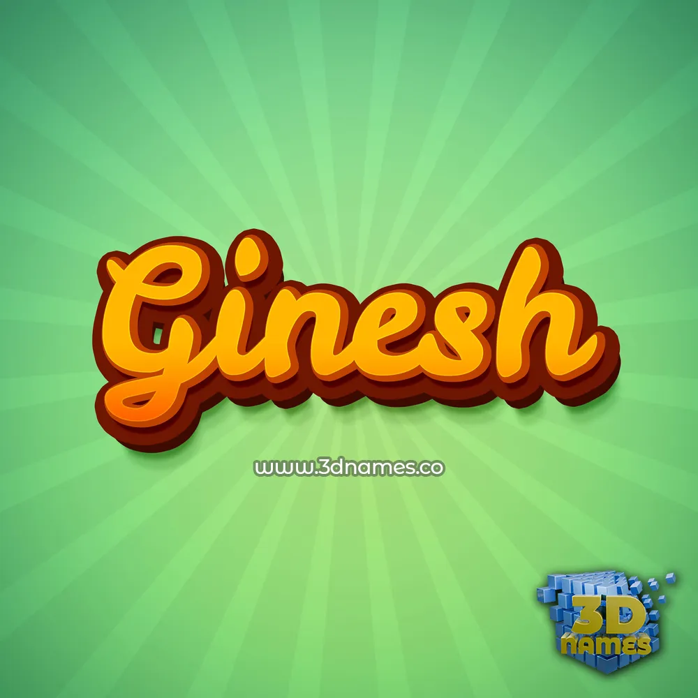 ginesh in Green Rays style - 3D name wallpaper