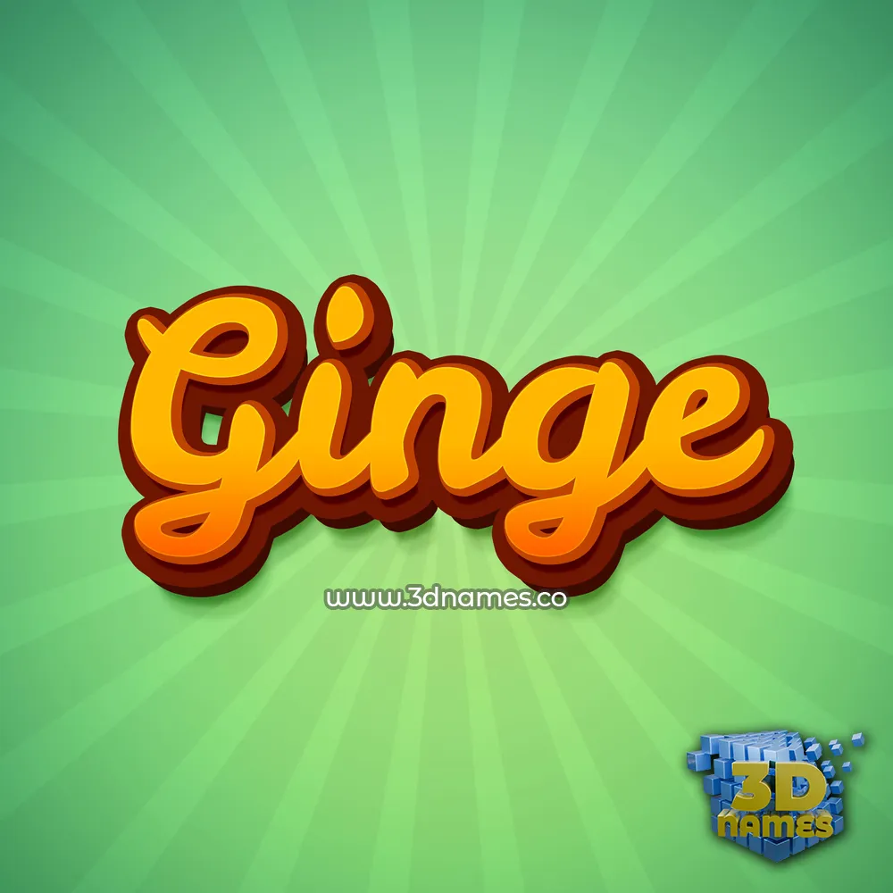 ginge in Green Rays style - 3D name wallpaper