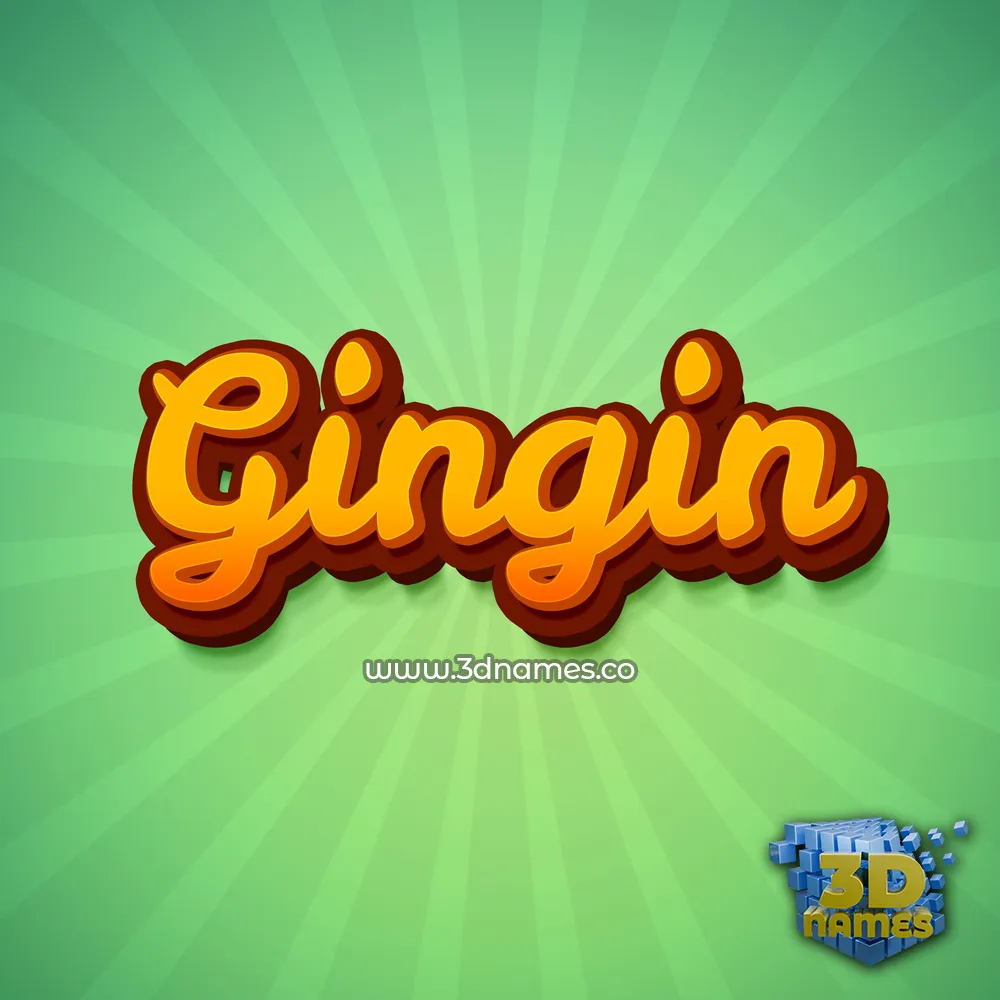 gingin in Green Rays style - 3D name wallpaper