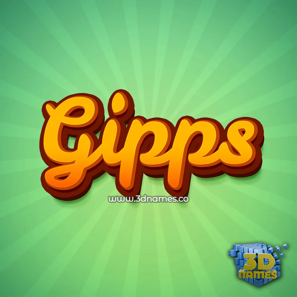 gipps in Green Rays style - 3D name wallpaper