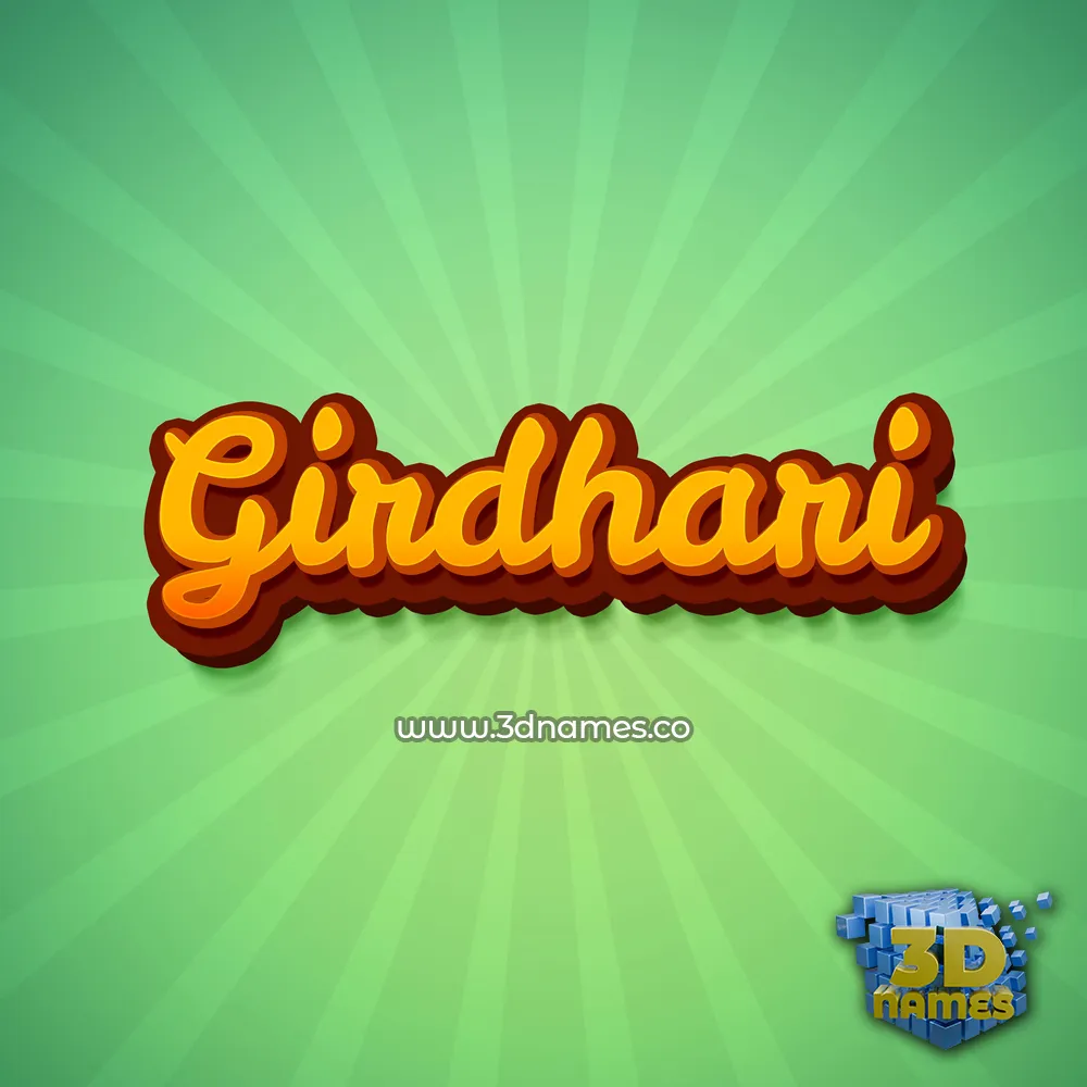 girdhari in Green Rays style - 3D name wallpaper