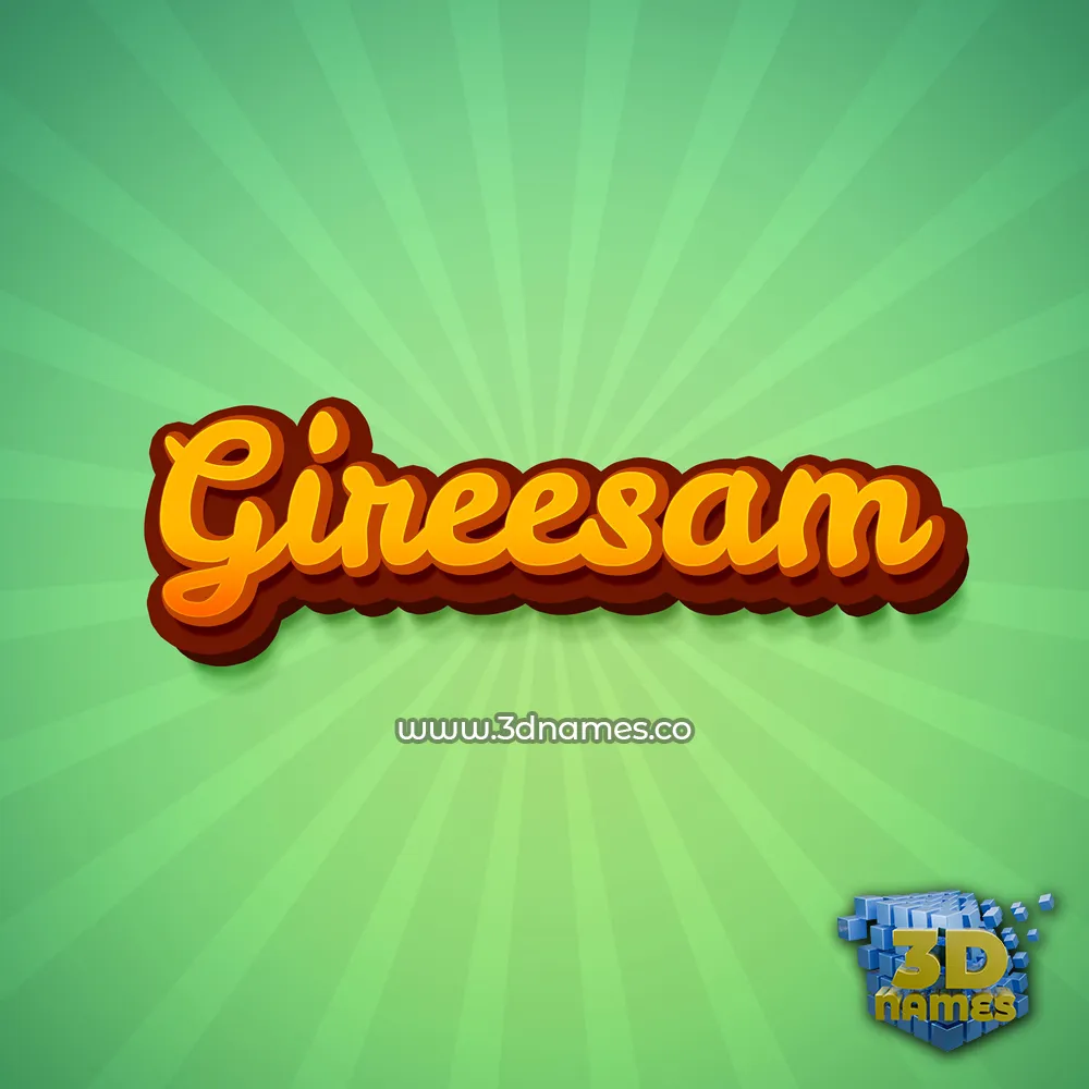 gireesam in Green Rays style - 3D name wallpaper