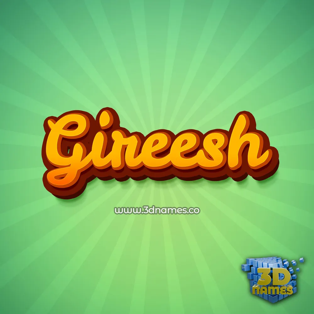 gireesh in Green Rays style - 3D name wallpaper