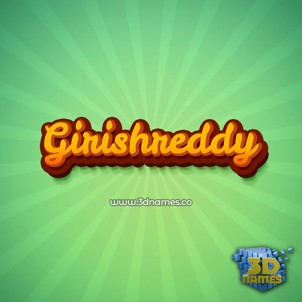 girishreddy in Green Rays style - 3D name wallpaper