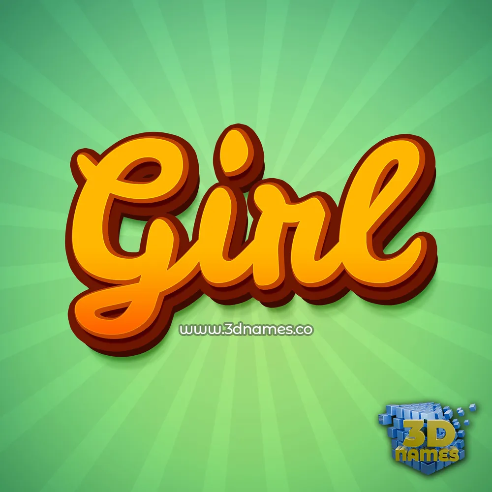 girl in Green Rays style - 3D name wallpaper
