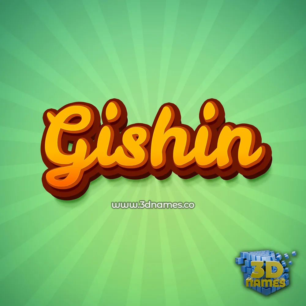 gishin in Green Rays style - 3D name wallpaper