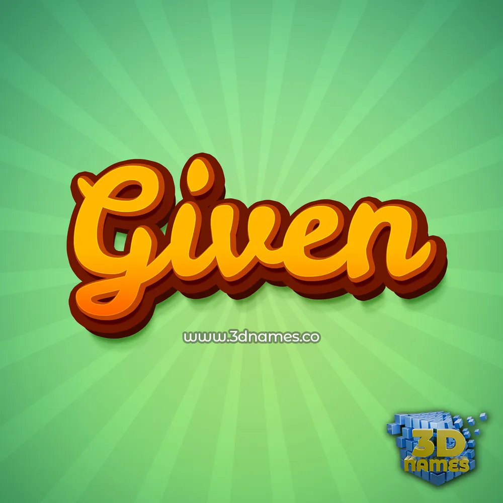 given in Green Rays style - 3D name wallpaper