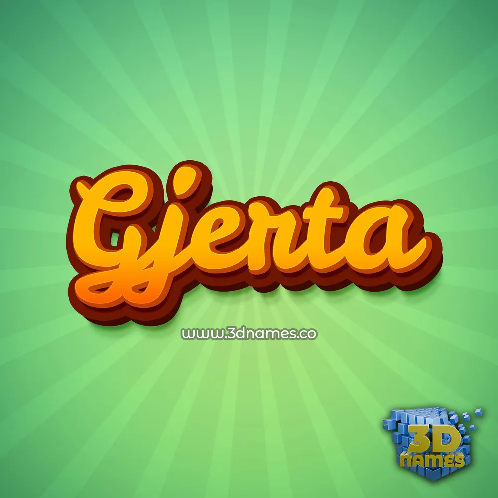 gjerta in Green Rays style - 3D name wallpaper