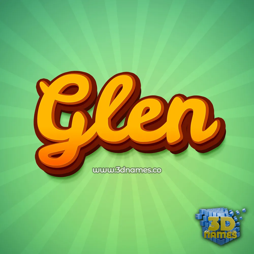 glen in Green Rays style - 3D name wallpaper