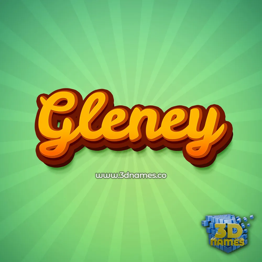gleney in Green Rays style - 3D name wallpaper
