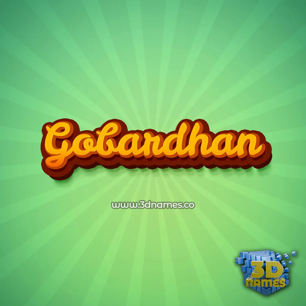 gobardhan in Green Rays style - 3D name wallpaper