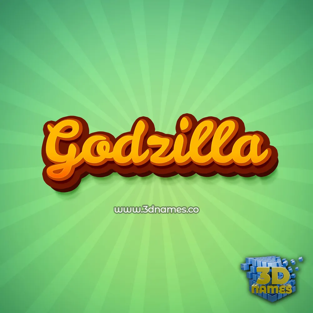 godzilla in Green Rays style - 3D name wallpaper