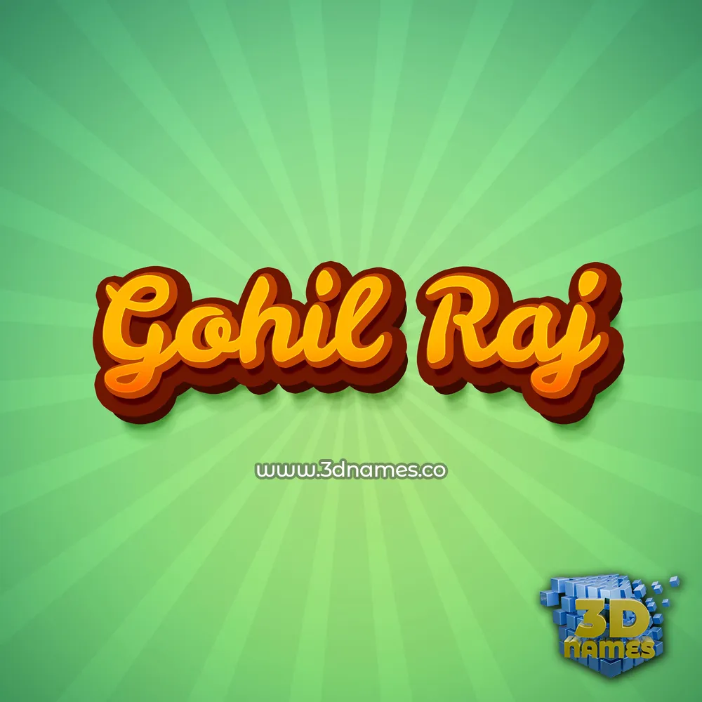 gohil raj in Green Rays style - 3D name wallpaper