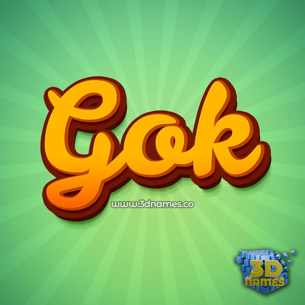 gok in Green Rays style - 3D name wallpaper