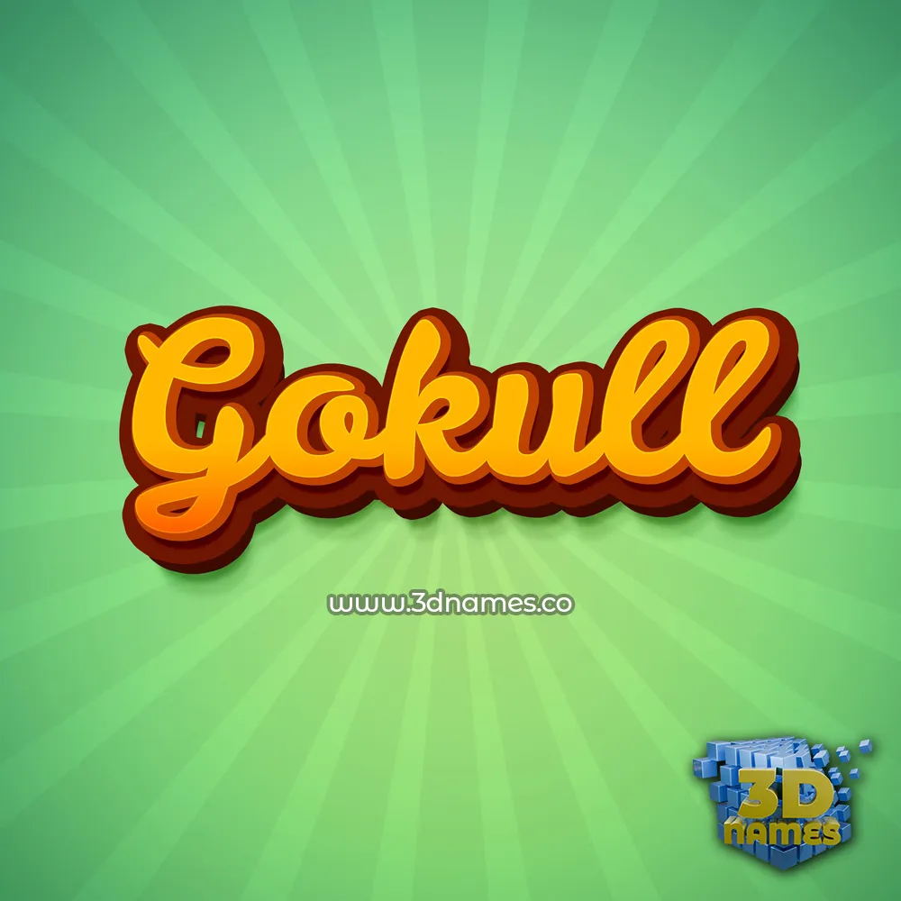 gokull in Green Rays style - 3D name wallpaper